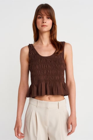 Strukturierte Baumwoll-Modal-Crop-Top-Bluse