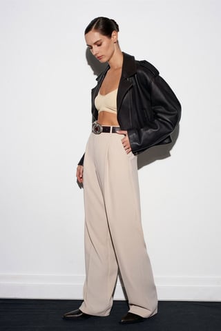 Hochtaillierte weite Crepe-Hose