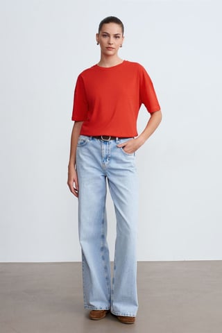 Damen Baumwoll Rundhalsausschnitt T-Shirt