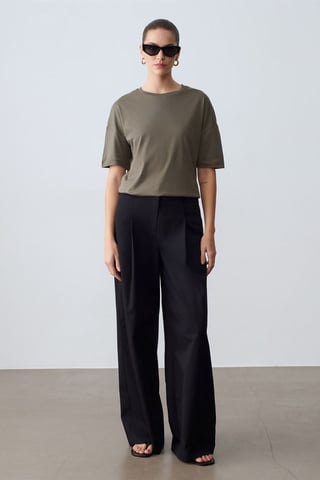 Damen Baumwoll Rundhalsausschnitt T-Shirt