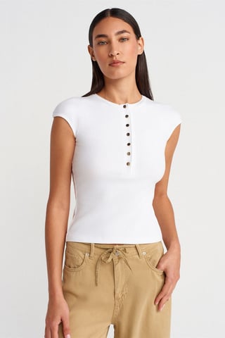 Figurbetontes Baumwoll-Jersey Rundhals-T-Shirt