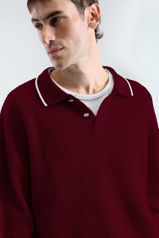 Herren gestreifter Baumwoll-Polo-Pullover