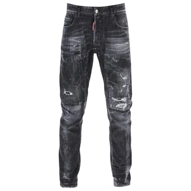 Dsquared2 Tidy Biker Jeans, Used-look, Schwarz