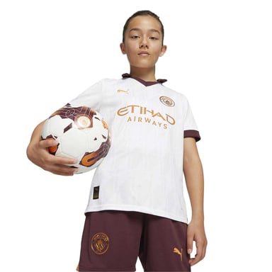 Puma - "Manchester City" Auswärts-Trikot für Kinder (Weiß/Bronze/Burgunderrot)