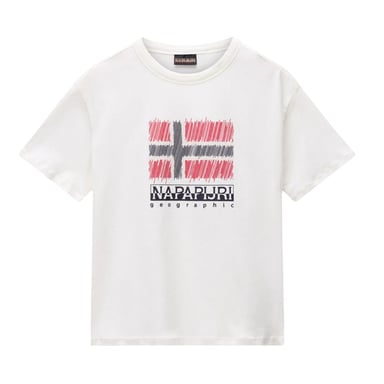 Napapijri - "Adige" T-Shirt für Kinder, Rundhalsausschnitt (Weiß/Rot)