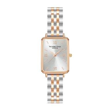 VICTORIA HYDE Rectangle Damenuhr Grünes Zifferblatt Analog-Quarz-Armbanduhr mit Edelstahlarmband, roségold