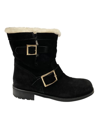 Jimmy Choo Youth II Stiefel aus schwarzem Wildleder