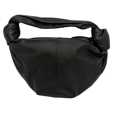 Bottega Veneta Mini Double Knot Hobo-Tasche aus schwarzem Kalbsleder