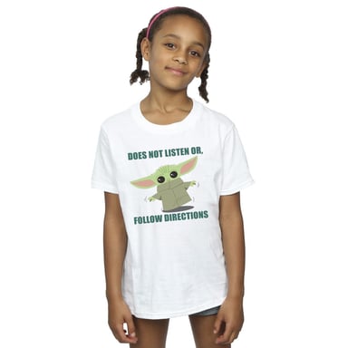 Star Wars - "The Mandalorian Does Not Listen" T-Shirt für Mädchen (Weiß)