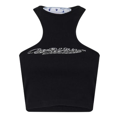 Off White - Ärmelloses Oberteil für Damen, leger (Schwarz)