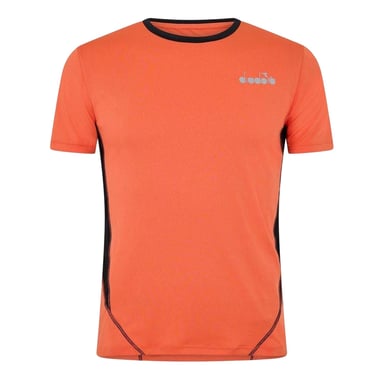 Diadora - T-Shirt für Herren, Rundhalsausschnitt, Laufen (Orange/Schwarz)