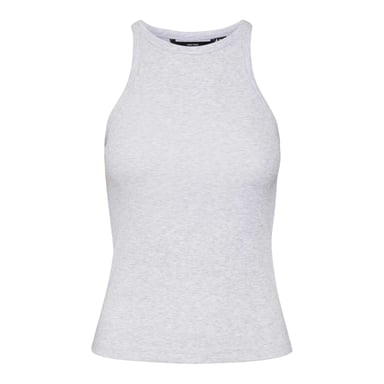 Vero Moda - Ärmelloses Oberteil für Damen, Rundhalsausschnitt, gerippt, Regulär (Hellgrau meliert)