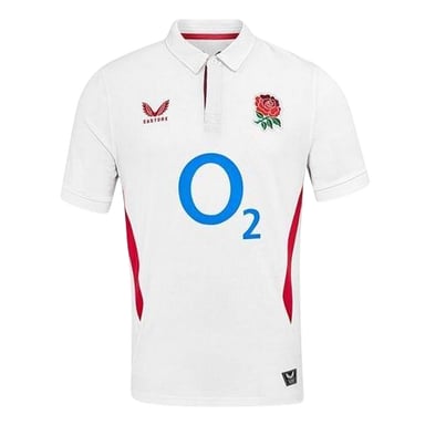 Castore - "2025" Rugby-Shirt für Herren/Damen Unisex, Klassisch (Weiß/Rot)