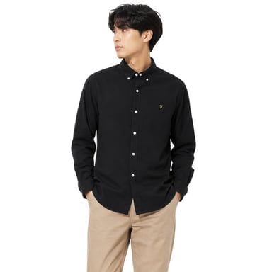 Farah - Button-Down-Hemd für Herren, Oxford-Stil, Langärmlig (Schwarz)