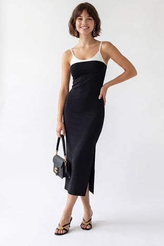 Ärmelloses Bodycon-Midi-Kleid mit Schlitz