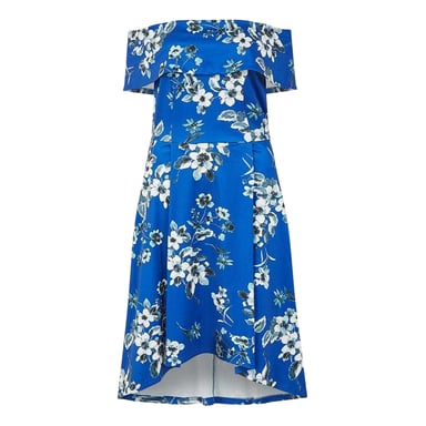 Mela London - Midikleid für Damen, Schulterfrei (Blau)