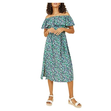 Yumi - Midikleid für Damen, Schulterfrei (Grün)