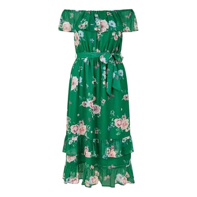 Yumi - Midikleid für Damen, Schulterfrei (Grün)