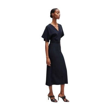 Boss - Midikleid für Damen, A-Linie, Anliegend, Kimonoärmel (Dunkelblau)
