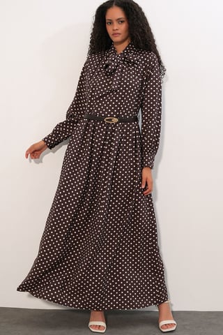 Polka Dot Maxi-Hemd Kleid