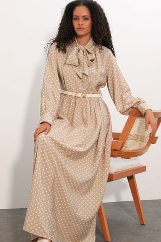 Punktmuster Maxi Hemdkleid