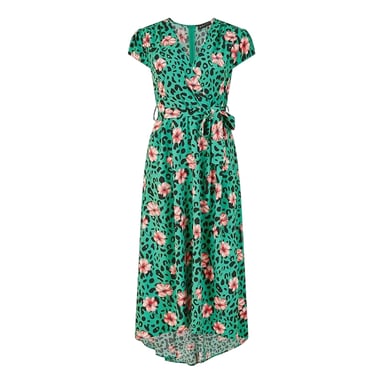 Mela London - Wickelkleid für Damen, Flatter-Ärmel (Grün)