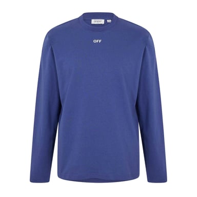 Off White - T-Shirt für Herren, Rundhalsausschnitt, Regulär, Langärmlig (Dunkelblau/Weiß)