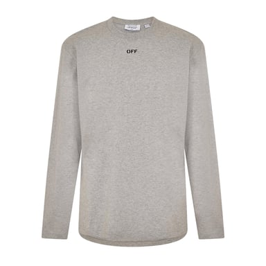 Off White - T-Shirt für Herren, Rundhalsausschnitt, Regulär, Langärmlig (Grau/Schwarz)