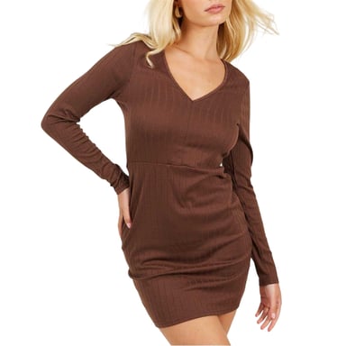 Brave Soul - Minikleid für Damen, Langärmlig (Braungrau)