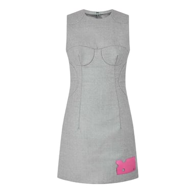 Off White - "Sheath" Minikleid für Damen, Wolle, Ärmellos (Grau)