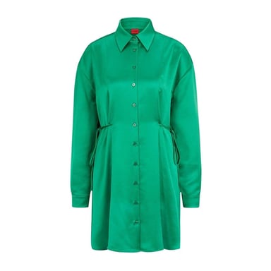 Hugo - "Keleste" Mini Shirt Dress für Damen, Satin (Grün)