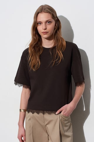 Damen Baumwoll-Elasthan Rundhals T-Shirt