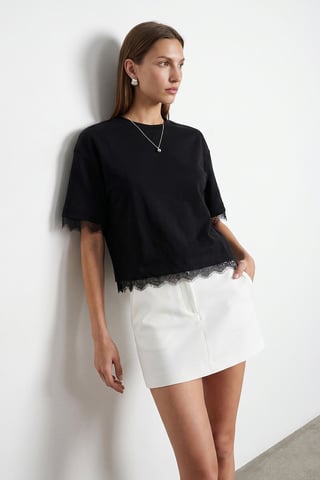 Damen Baumwoll-Elasthan Rundhals T-Shirt