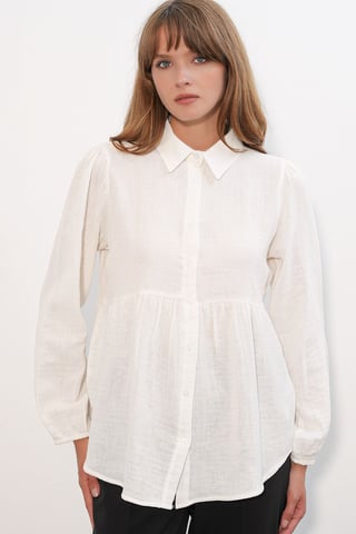 Oversized Baumwoll Langarmhemd