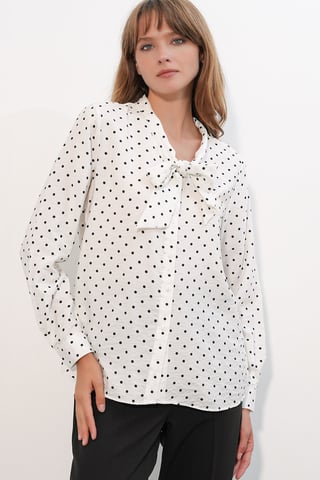Punktmuster Popeline Bluse