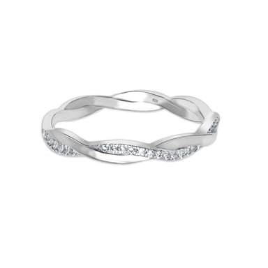 Damen geflochtener Ring mit Zirkonia in 925 Sterling Silber BIAN019