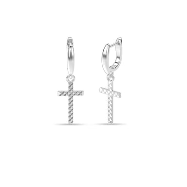 Damenschmuck Ohrringe mit diamantbesetztem Kreuz aus 925er Sterlingsilber BIPE075