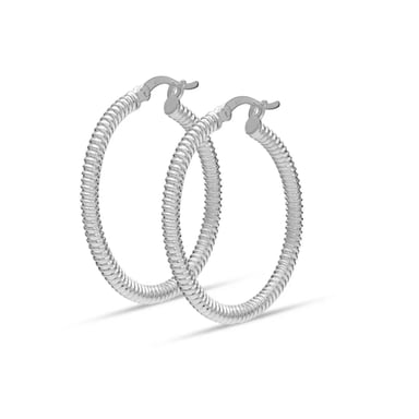 Damen Chunky Texturierte Creolen 925 Sterling Silber BIPE034
