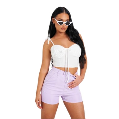 Missy Empire - Kurzes Top für Damen, Schleifendetail (Weiß)