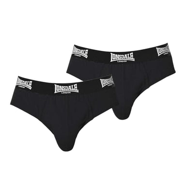 Lonsdale - Slips für Herren, Kontrastfarbener Bund (2er-Pack) (Schwarz)