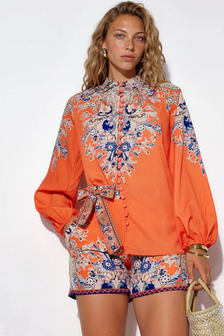 Paisley Woven Jumpsuit mit Bindeband-Detail