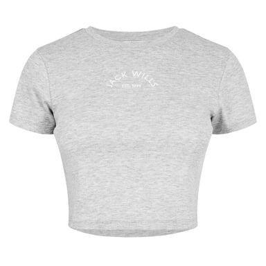 Jack Wills - kurzes T-Shirt für Damen, Baumwolle (Grau meliert meliert)