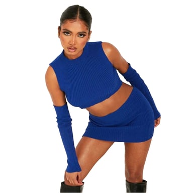 Missy Empire - Kurzes Top für Damen, Jerseyware (Blau)