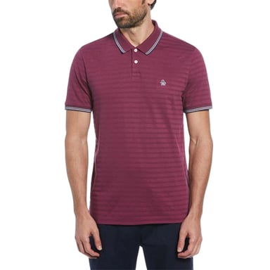 Original Penguin - Poloshirt für Herren, Mit kontrastfarbenen Streifen, Regulär (Amarant)