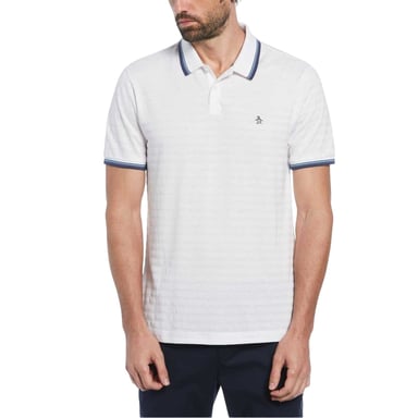 Original Penguin - Poloshirt für Herren, Mit kontrastfarbenen Streifen, Regulär (Weiß)