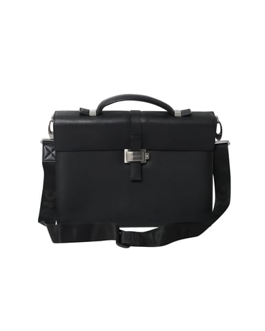 Montblanc Westside Double Guset Aktentasche aus schwarzem, strukturiertem Leder