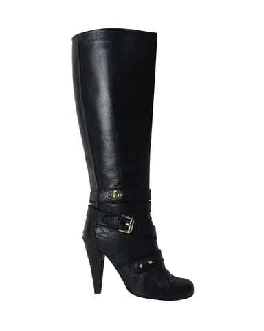Mulberry Postman's Lock Kniehohe Stiefel aus schwarzem Leder