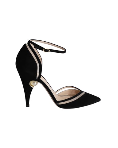Nicholas Kirkwood Perlenverzierte Ankle Strap Pumps aus schwarzem Wildleder