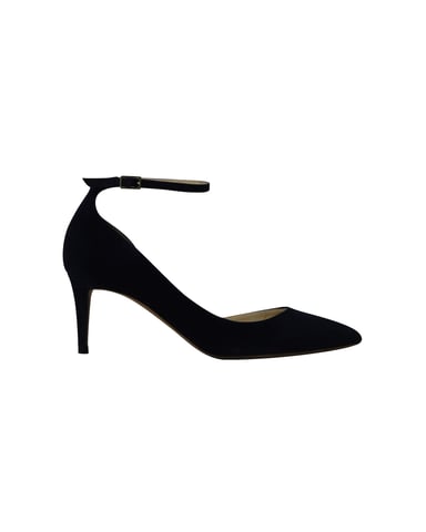 Jimmy Choo Pumps mit mittelhohem Absatz und spitzer Zehenpartie aus marineblauem Wildleder