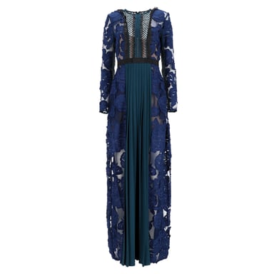 Self-Portrait Thea Maxikleid aus Spitze in blauem Polyester